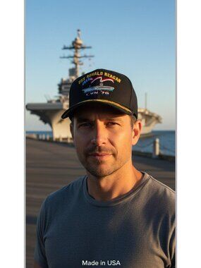 USS Ronald Reagan CVN 76 Navy Veteran Ball Cap Snapback Gold Oak Leaves